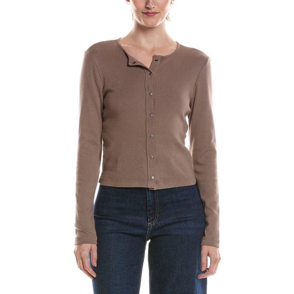 Michael Stars Womens  Trixie Crewneck Snap Cardigan, Blue